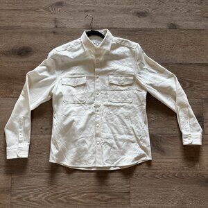 Reiss Arlo Twin Pocket Overshirt Cotton Canvas Ivory Textured XL X-Large $195